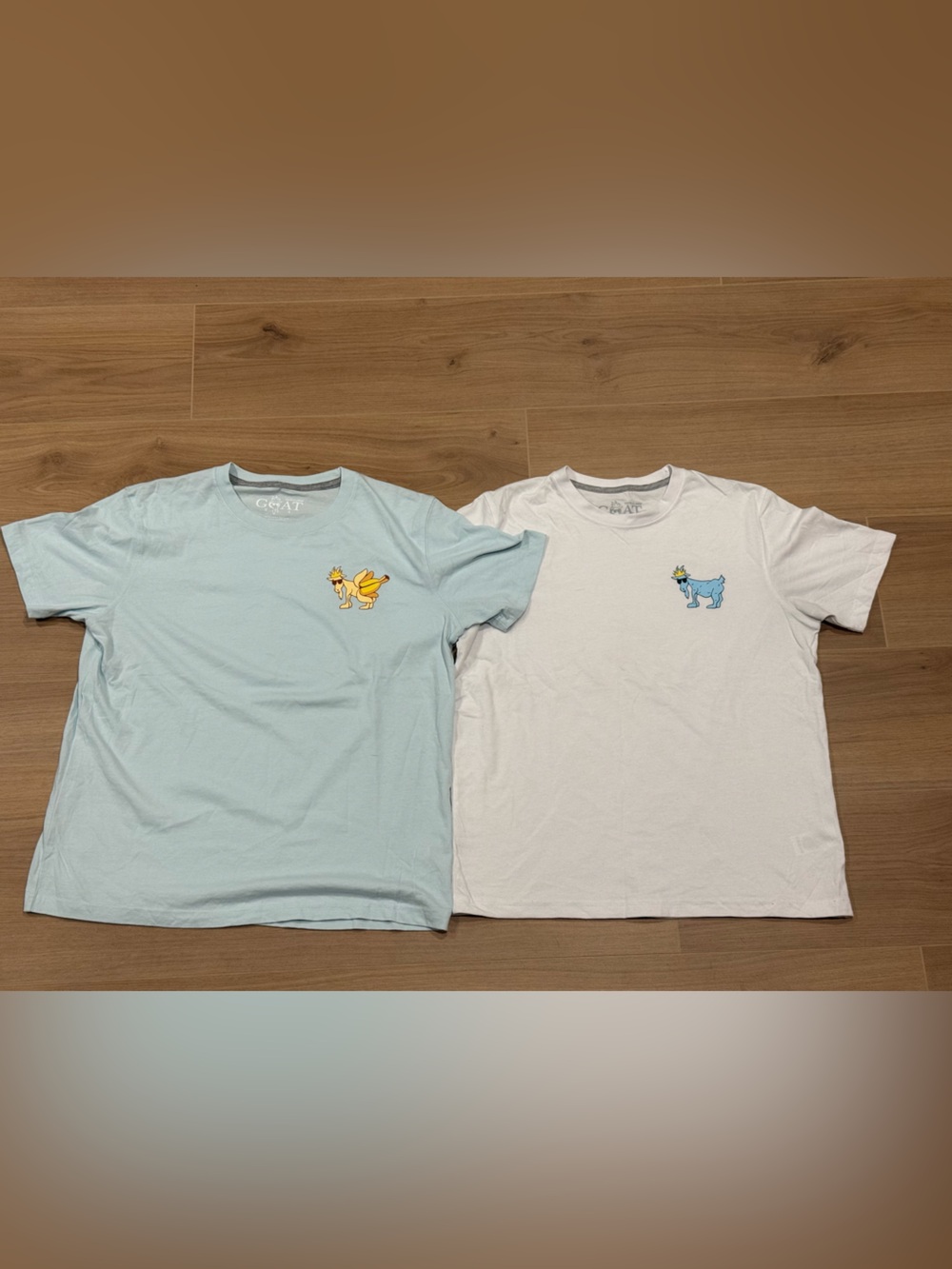 GOAT Light Blue & White Short Sleeve Tees